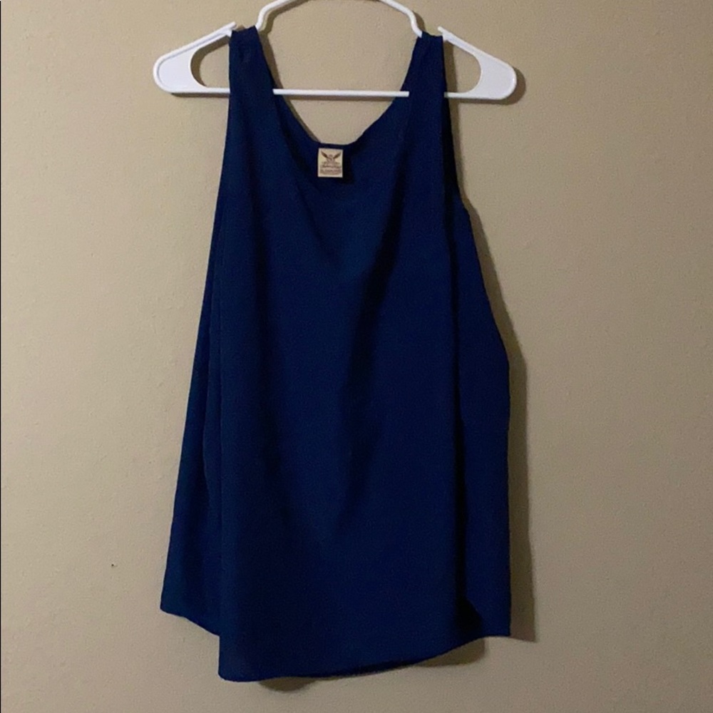 Royal Blue Silky Sleeveless Blouse. 2XL / 18W-20W